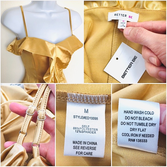 BETTER BE⚡️Light Gold Ruffle Satin Party Dress_S - Picture 6 of 8